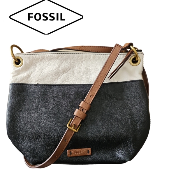 Black & White Leather Crossbody by Fossil - Picture 3 of 16